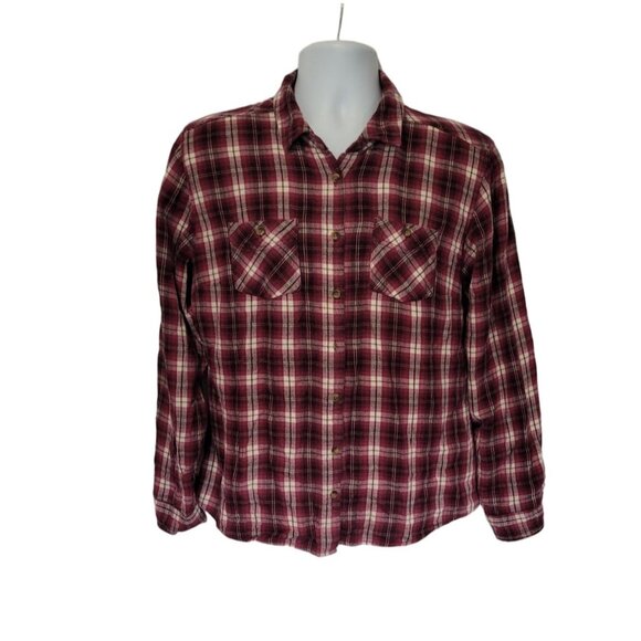 Gander Mountain Guide Series Shirt Womens L Flannel Cotton Button Outdoor Wine P - Picture 3 of 8